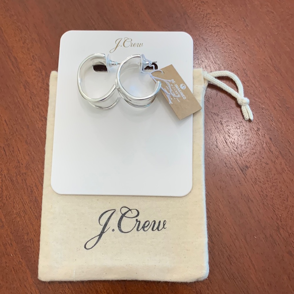 J. Crew Silver Metallic Hoop Earrings